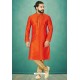 Orange Readymade Banarasi Silk Kurta Pajama For Men