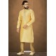 Khaki Readymade Banarasi Silk Kurta Pajama For Men