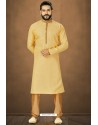 Khaki Readymade Banarasi Silk Kurta Pajama For Men