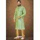 Green Readymade Banarasi Silk Kurta Pajama For Men