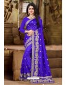 Dark Blue Party Wear Art Silk Jari Embroidered Sari