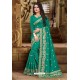 Jade Green Party Wear Art Silk Jari Embroidered Sari