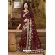 Brown Party Wear Art Silk Jari Embroidered Sari
