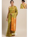 Green Designer Party Wear Kanjeevaram Art Silk Sari