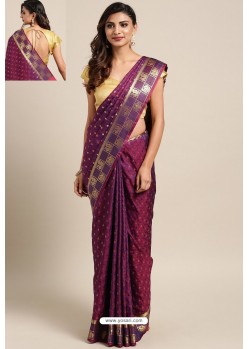 Purple Designer Party Wear Kanjeevaram Art Silk Sari
