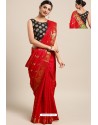 Red Designer Party Wear Kanjeevaram Art Silk Sari