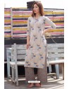 Cream Designer Party Wear Readymade Rayon Kurti With Palazzo