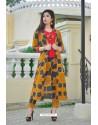 Mustard Designer Party Wear Readymade Rayon Kurti With Palazzo