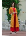 Red Designer Party Wear Readymade Rayon Kurti With Palazzo