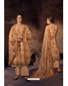 Light Orange Embroidered Jam Satin Party Wear Palazzo Salwar Suit