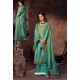 Aqua Mint Embroidered Jam Satin Party Wear Palazzo Salwar Suit