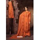 Orange Embroidered Jam Satin Party Wear Palazzo Salwar Suit