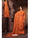 Orange Embroidered Jam Satin Party Wear Palazzo Salwar Suit