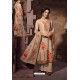 Beige Embroidered Jam Satin Party Wear Palazzo Salwar Suit