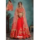 Red Exclusive Art Silk Designer Readymade Lehenga Choli