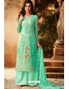 Jade Green Embroidered Pure Viscos Bemberg Georgette Palazzo Salwar Suit