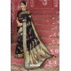 Black Heavy Embroidered Silk Party Wear Sari