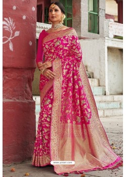 Rani Heavy Embroidered Silk Party Wear Sari