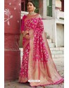 Rani Heavy Embroidered Silk Party Wear Sari