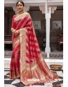 Dark Peach Heavy Embroidered Silk Party Wear Sari