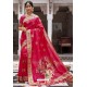 Rani Heavy Embroidered Silk Party Wear Sari