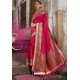 Dark Peach Heavy Embroidered Silk Party Wear Sari