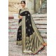 Black Heavy Embroidered Silk Party Wear Sari