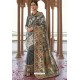 Grey Heavy Embroidered Silk Party Wear Sari