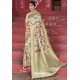 Light Beige Heavy Embroidered Silk Party Wear Sari