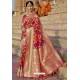 Red Heavy Embroidered Silk Party Wear Sari