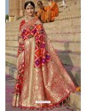 Red Heavy Embroidered Silk Party Wear Sari