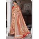 Orange Heavy Embroidered Silk Party Wear Sari
