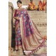Purple Heavy Embroidered Silk Party Wear Sari