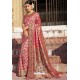 Hot Pink Heavy Embroidered Silk Party Wear Sari