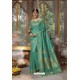 Aqua Mint Designer Blended Cotton Jacquard Banarasi Silk Party Wear Sari