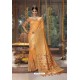 Orange Designer Blended Cotton Jacquard Banarasi Silk Party Wear Sari