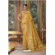 Yellow Designer Blended Cotton Jacquard Banarasi Silk Party Wear Sari