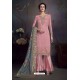 Pink Heavy Embroidered Satin Designer Straight Salwar Suit