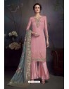 Pink Heavy Embroidered Satin Designer Straight Salwar Suit