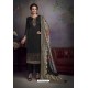 Black Heavy Embroidered Satin Designer Straight Salwar Suit