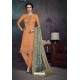 Orange Heavy Embroidered Satin Designer Straight Salwar Suit