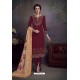 Maroon Heavy Embroidered Satin Designer Straight Salwar Suit