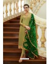 Green Embroidered Satin Georgette Churidar Salwar Suit