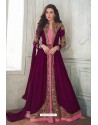 Medium Violet Designer Heavy Embroidered Georgette Anarkali Suit