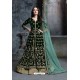 Dark Green Heavy Embroidered Designer Party Wear Velvet Anarkali Suit