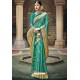 Aqua Mint Traditional Party Wear Embroidered Silk Sari