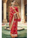 Red Traditional Party Wear Embroidered Silk Sari