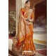 Orange Traditional Party Wear Embroidered Silk Sari