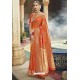 Orange Traditional Party Wear Embroidered Silk Sari