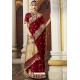 Maroon Traditional Party Wear Embroidered Silk Sari